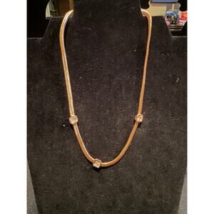 Versona brand yellow gold tone snake chain with 3 bezel set crystals 16-19”